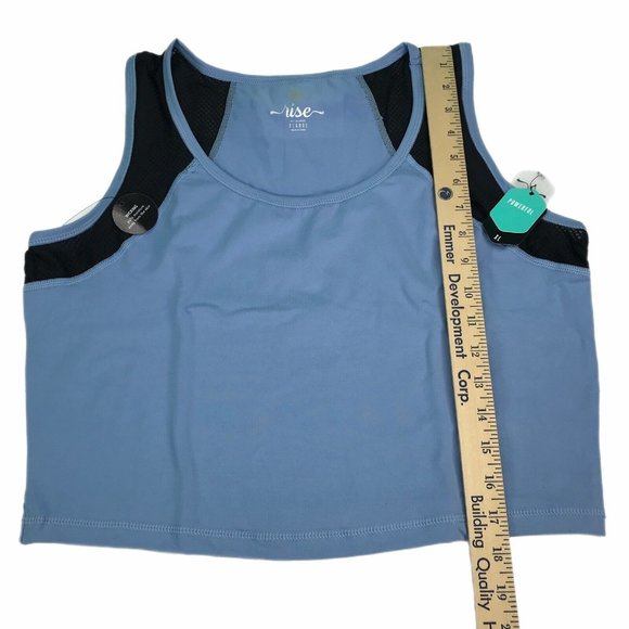 Womens Cropped Tank XL Lularoe Workout Top Blue Black Mesh Fitness Exercise - Picture 4 of 9